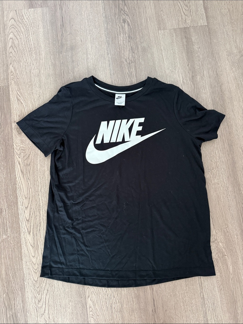 Nike Black Tee with White Swoosh Logo